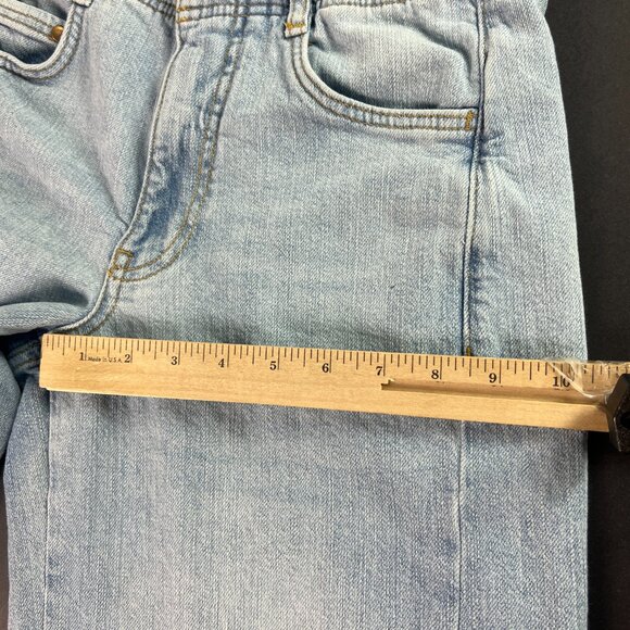 Pilcro Jean Women 27x27* Adi Mid Rise Flare Crop Light Blue Raw Hem Denim Tag 24 - Picture 14 of 16